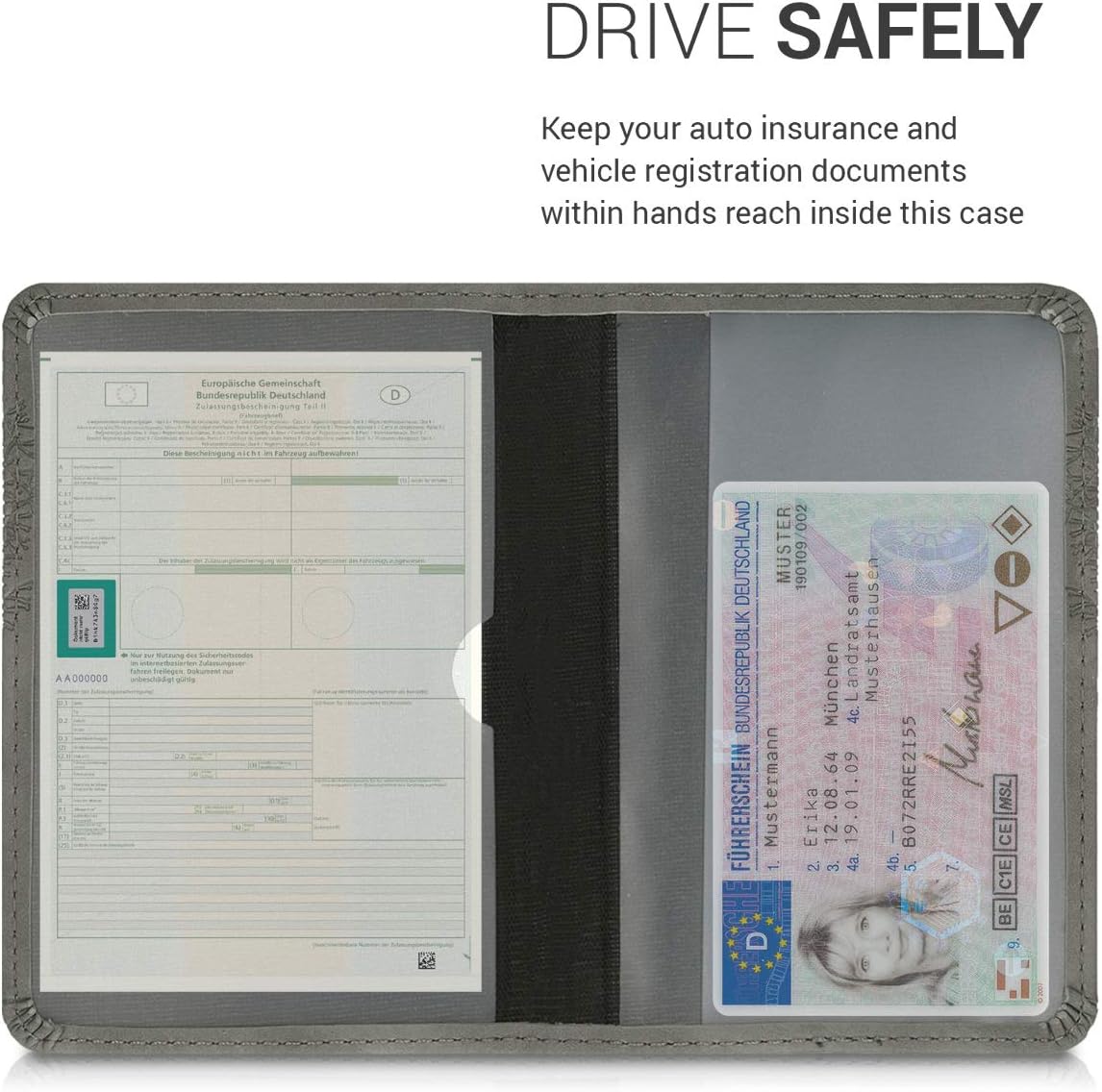 kwmobile Registration & Insurance Holder Dandelion Love Dark Grey
