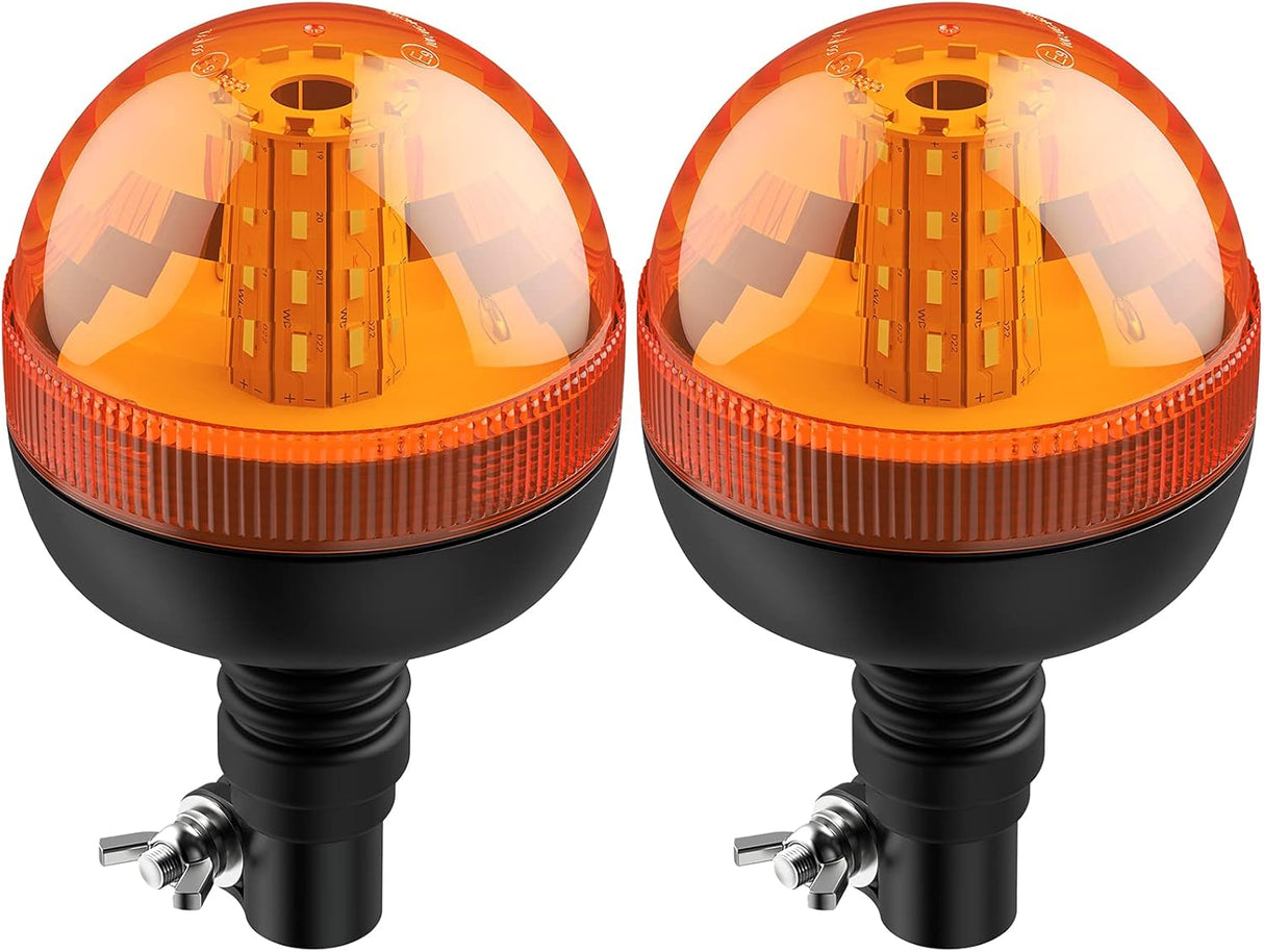 Justech 40 LED Amber Rotating Flash Warning Light - Flexible DIN Pole Mount