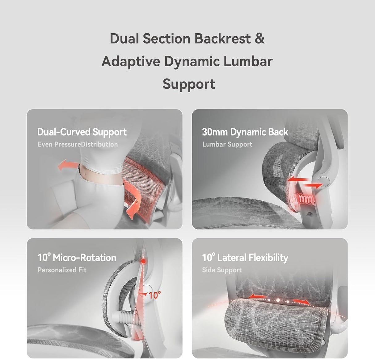 SIHOO M59AS Ergonomic Office Chair - Grey with 3D Flip-up Armrests