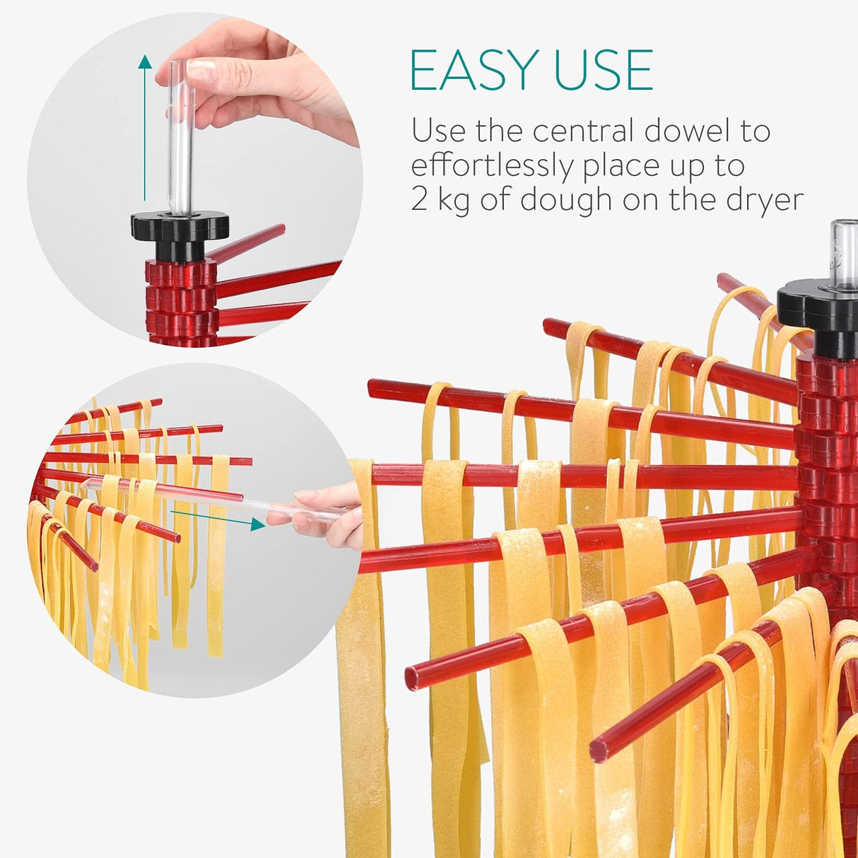 Navaris Collapsible Pasta Drying Rack - 16 rods