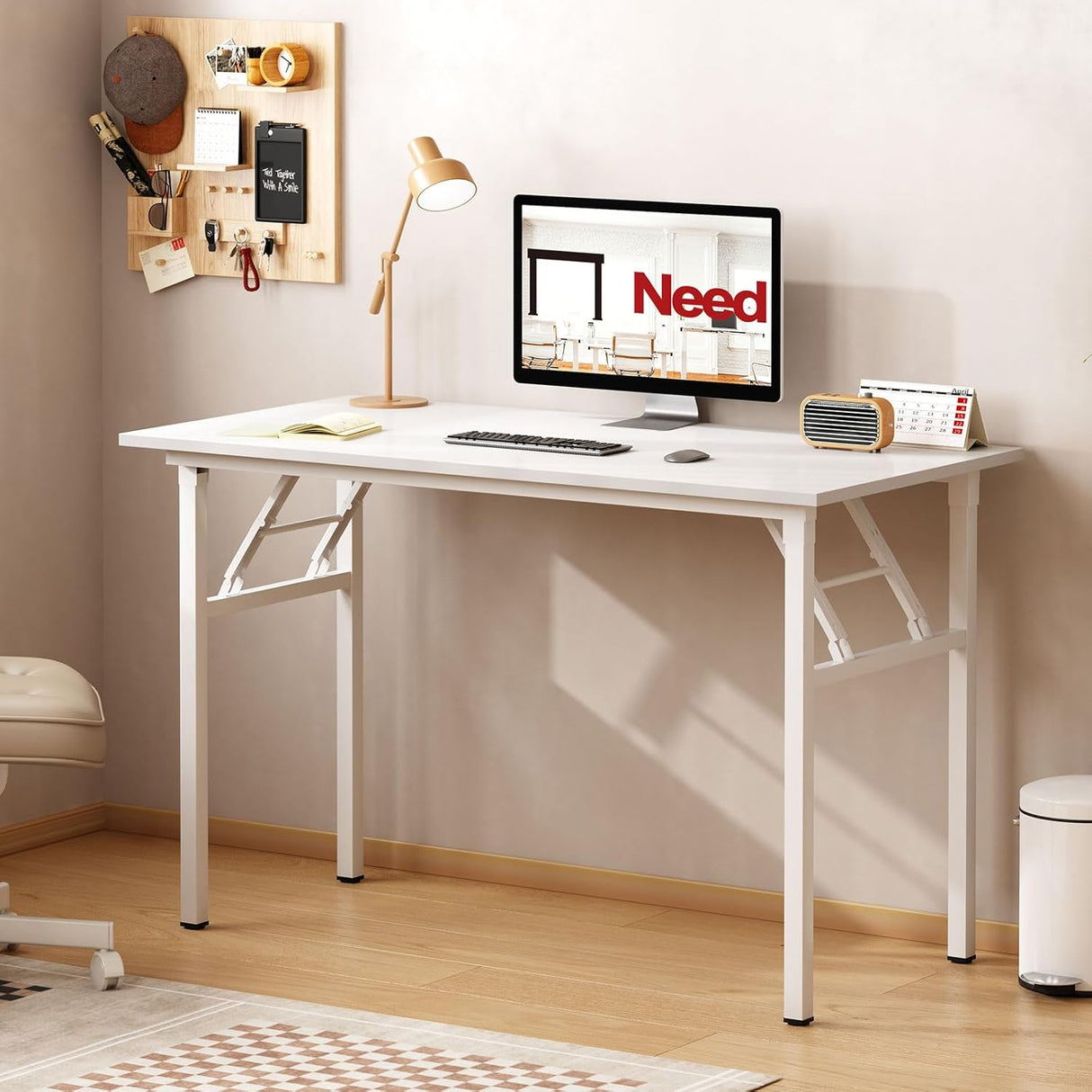AC5DW Modern Folding Computer Desk - White