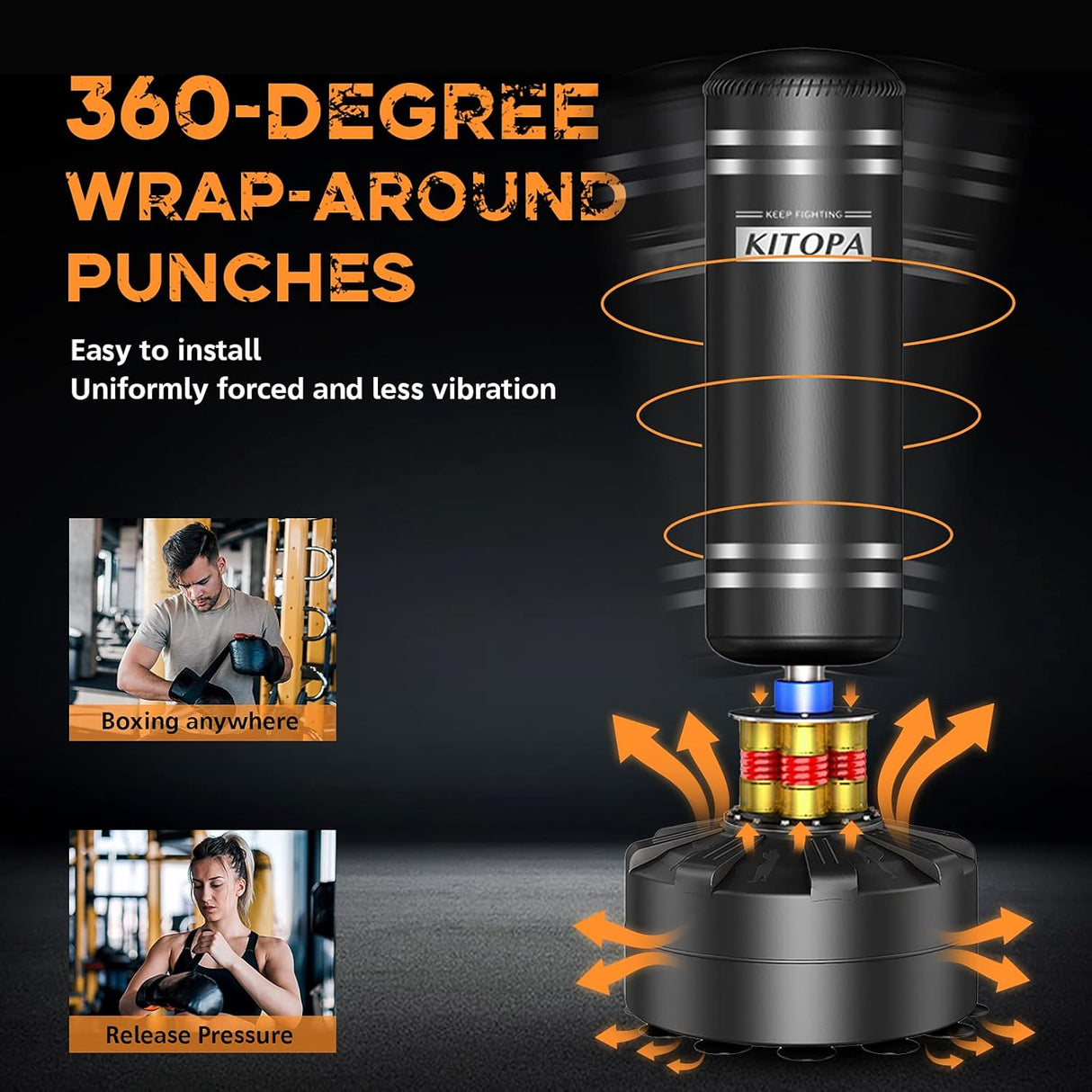 Kitopa Free Standing Punching Bag - 178cm with Suction Base