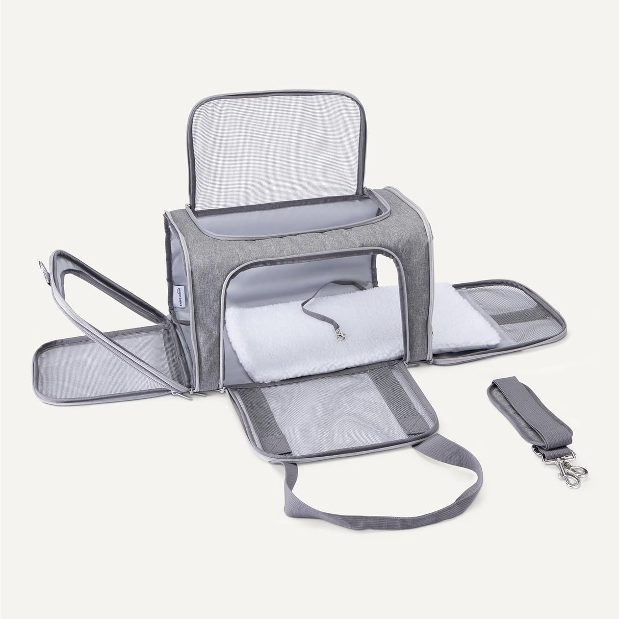 Amazon Basics Soft Pet Carrier - Grey, airline-approved and foldable