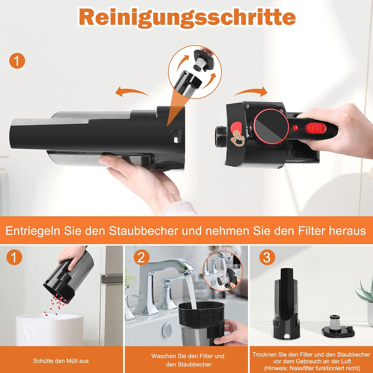 H933 Handheld Cordless Vacuum Cleaner - Black for Car and Home