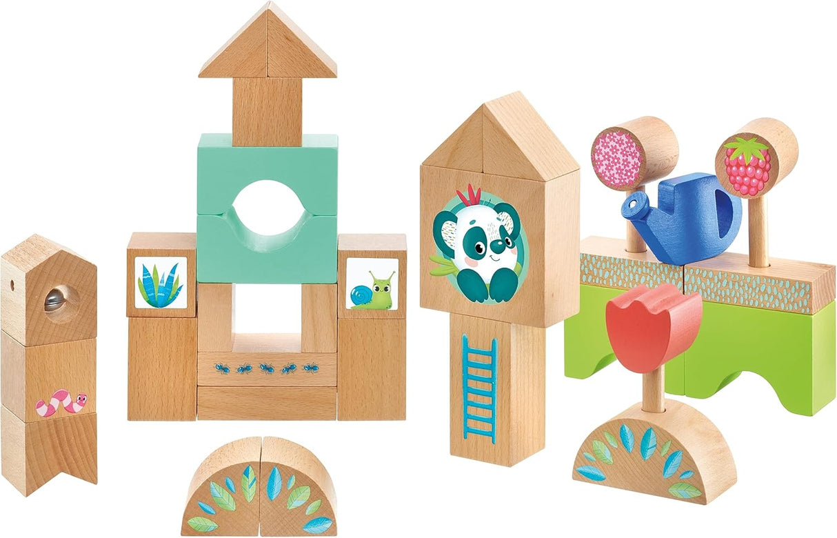 Selecta Tulips Garden Wooden Building Blocks Greenhouses - Multi-Coloured