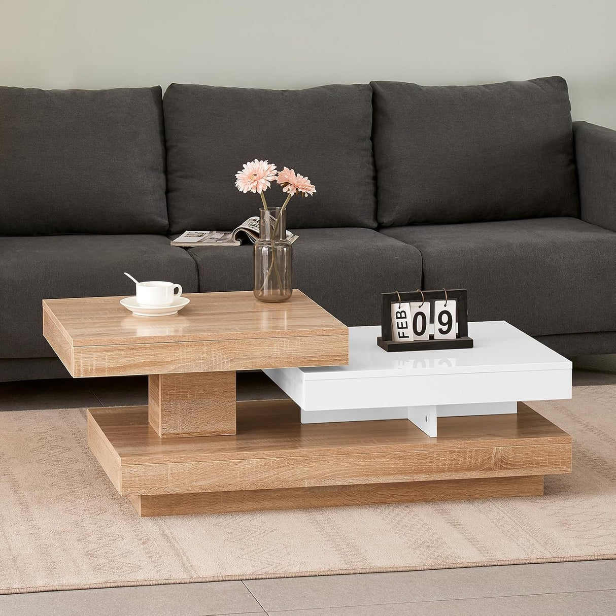 ModernDesign Rotating Coffee Table - Mobile Controlled Lights