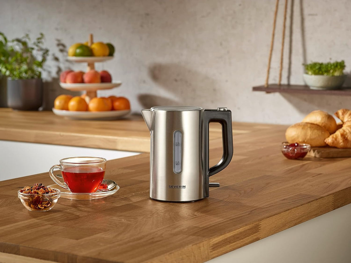 Severin Travel Kettle - Stainless steel, 0.5L capacity, dual voltage