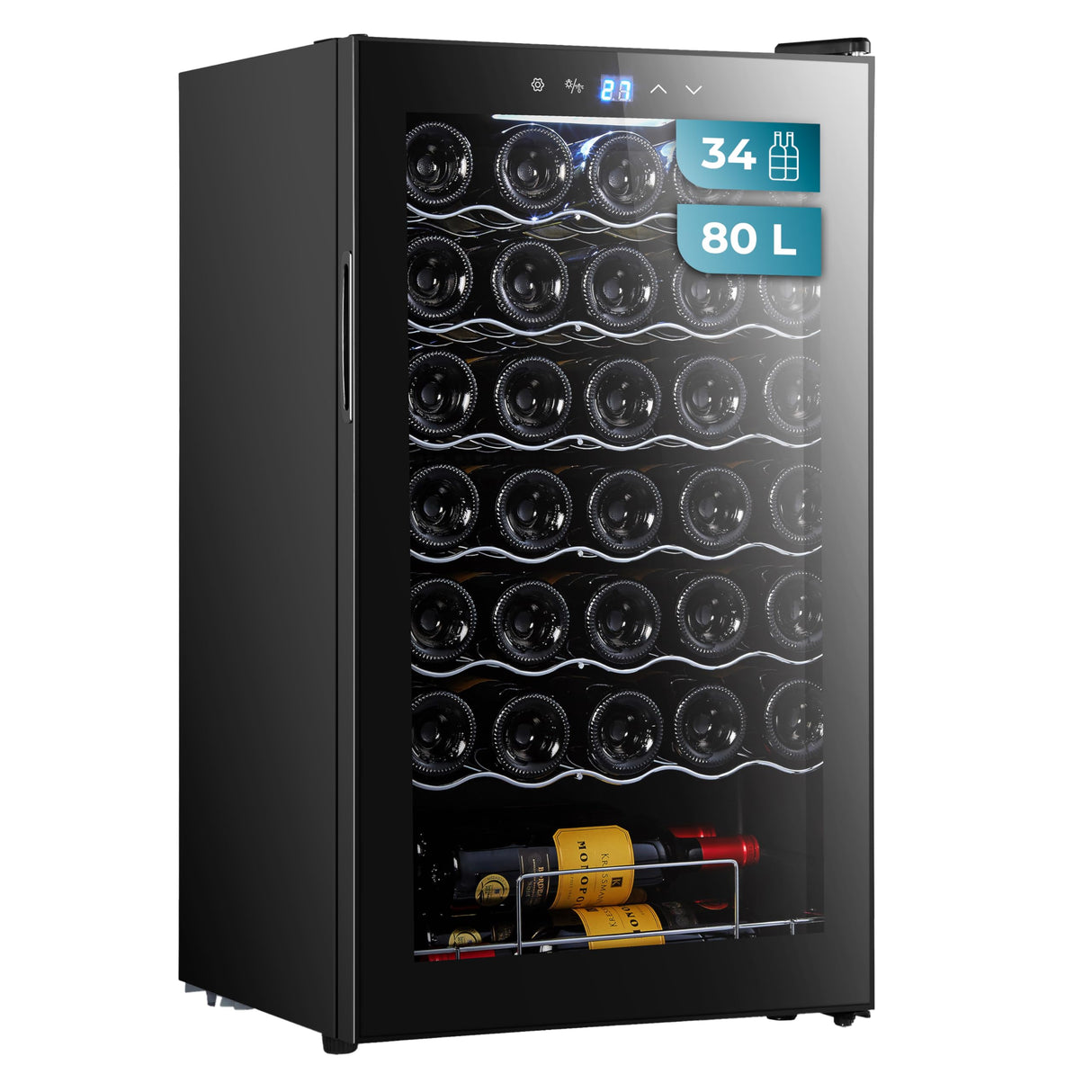 Cecotec Wine Cellar 34 Bottles Bolero Grandsommelier in black with LED lighting