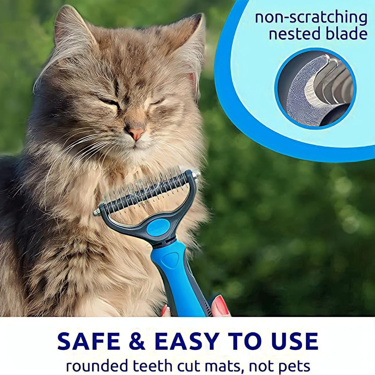 Generic Pet Dematting Comb - Blue Dual Head Stainless Steel