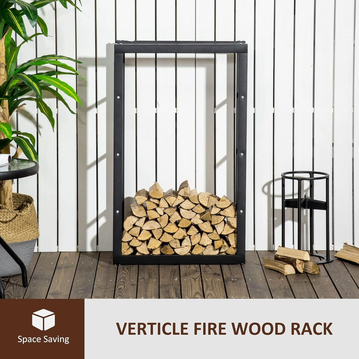 HOMCOM Traditional Balanced Firewood Log Holder for Fireplace