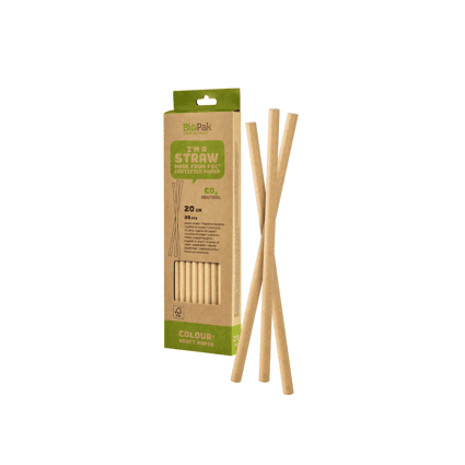 Biopak Paper Straws - Green, Red, Black mix, 20cm