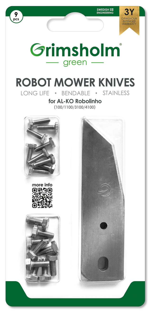 Grimsholm Knives for AL-KO Robolinho Robotic Mowers - 9 Pcs Stainless Steel