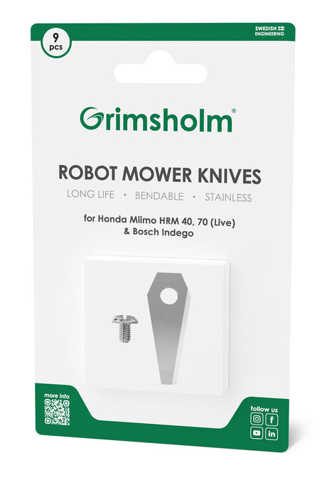 Grimsholm Knives for Bosch Indego & Honda Miimo - 9 Pieces Stainless Steel