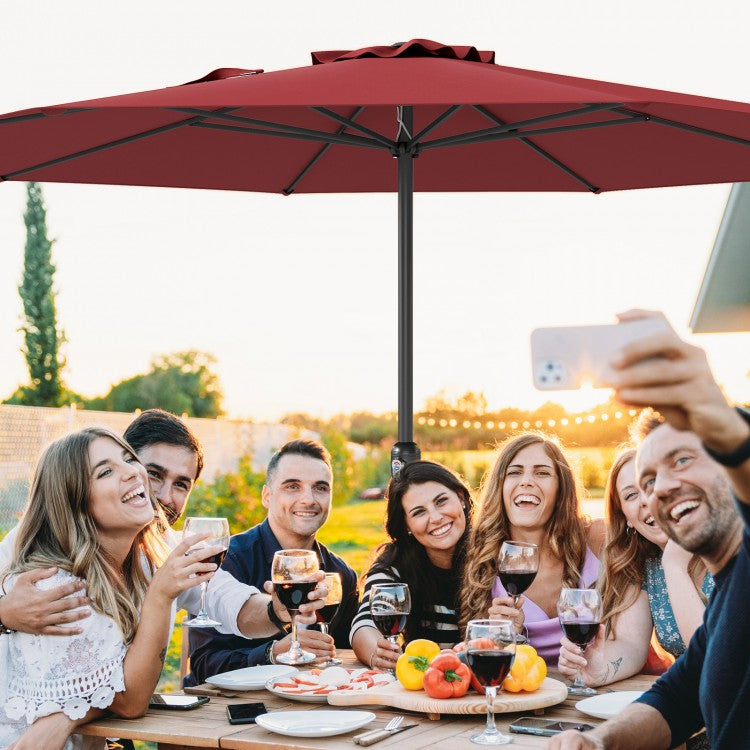 Costway 12-Foot Patio Umbrella - Red with Crank Handle and 8 Ribs