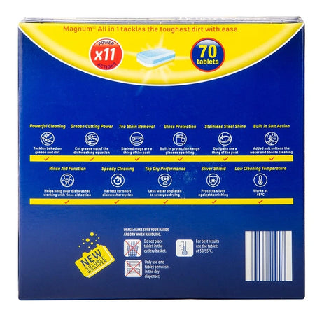 Magnum All in 1 Lemon Dishwasher Tablets - 70 Count, Powerful Cleaning