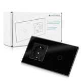 Navaris Touch Light Switch With Schuko Socket - Elegant Black Design