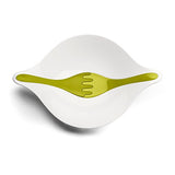 Koziol Leaf XL+ Extra Large Plus Salad Bowl in solid white with mustard green and olive green accents