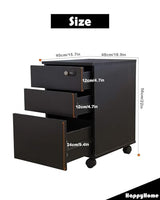 Happy Home Portable File Cabinet With 3 Drawers - Secure Storage For Office Documents