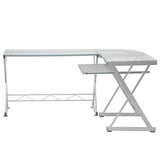 Techni Mobili Tempered Glass L Shape Corner Desk With Pull Out Keyboard Panel - Modern Design
