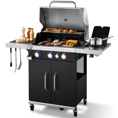 Grill Meister 3+1 Stainless Steel Gas Grill 63.5 x 42 cm