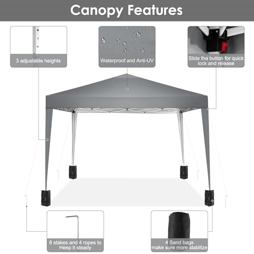 Tooluck Folding Gazebo 3X3M With Sandbags - Waterproof & Adjustable