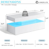 Amerlife High Gloss Led Coffee Table - Modern Design With Remote Control
