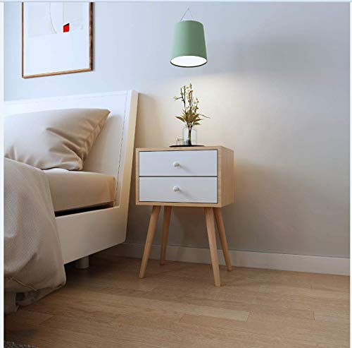 Happy & Home Modern 2 Drawer Bedside Table - Space Saving Storage