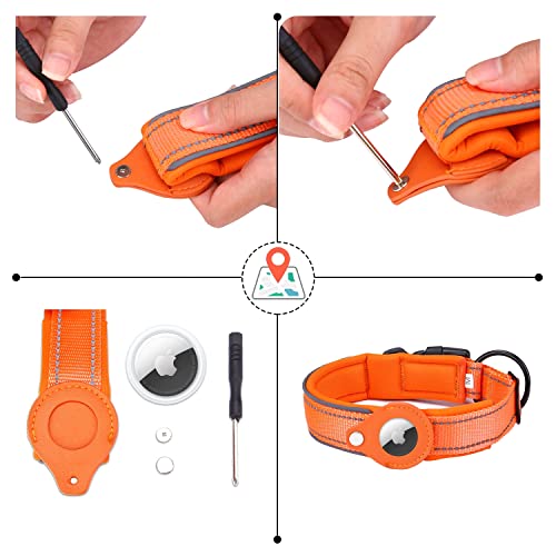 Ppbond Reflective Dog Collar With Airtag Holder - Comfortable & Safe