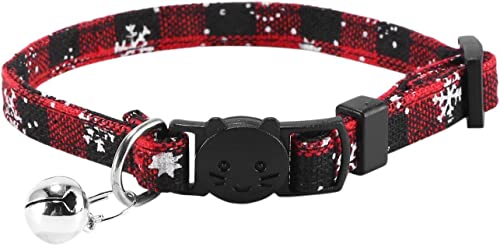 Aokoee Christmas Cat Collar With Bow Tie & Bell - Adjustable & Safe