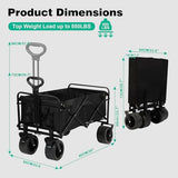 Mmq Heavy-Duty Folding Wagon With Big Wheels - 550 Lbs Capacity
