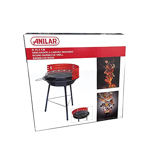 Maturi Outdoor Standing Round Charcoal Barbecue 35.5Cm - Perfect For Small Spaces