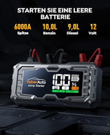 Yaberauto Ya100 6000A Car Jump Starter - Portable Power For 10.0L Petrol & 9.0L Diesel