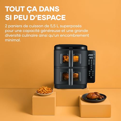 Severin S-Fry Duo Stack Hot Air Fryer - Oil-Free Cooking & 9 Programs