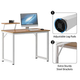 Sdhyl Computer Desk - 40 Inch Modern Desk With Storage Shelves