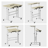 Soges Height Adjustable Rolling Desk With Cup Holder & Headphone Hook