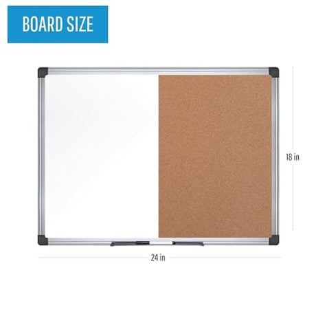 Mastervision Maya Combination Board - Dry Erase & Cork - Durable & Versatile
