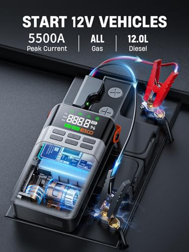 Anflag 8-In-1 Car Jump Starter With Air Compressor - 5500A Power