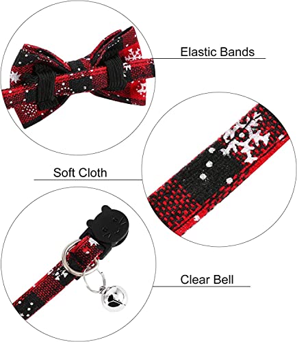 Aokoee Christmas Cat Collar With Bow Tie & Bell - Adjustable & Safe