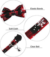 Aokoee Christmas Cat Collar With Bow Tie & Bell - Adjustable & Safe