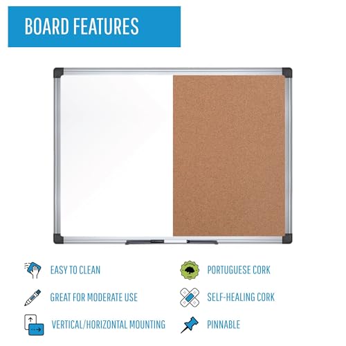 Mastervision Maya Combination Board - Dry Erase & Cork - Durable & Versatile