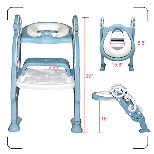 Growthpic Toddler Potty Training Seat With Step Stool Ladder - Adjustable & Foldable