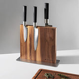 Navaris Magnetic Wooden Knife Block - Stylish Storage For Kitchen Utensils