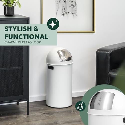 Eluno 35L Push Bin Retro Trash Can With Removable Lid - Elegant Design