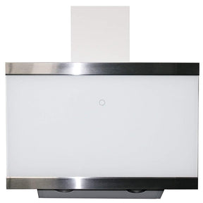 Respekta 60cm angled cooker hood with glass shade and stainless steel frame in black