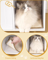 Hzuaneri Cat Litter Box Enclosure - Stylish Hidden Furniture With Scratching Mat