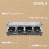 Severin Raclette Party Grill With Natural Grill Stone - Tender Grilling