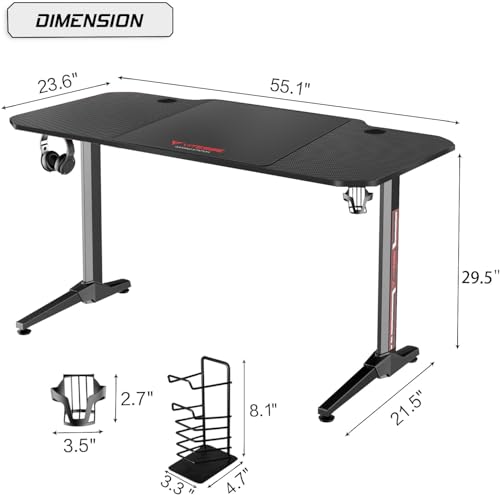 Waleaf Vitesse Gaming Desk 55 Inch - T Shaped With Full Mouse Pad