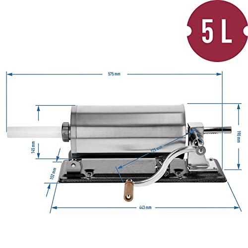 Browin® Stainless Steel Manual Sausage Stopper | 5Kg Horizontal Maker | Perfect For Homemade Sausages