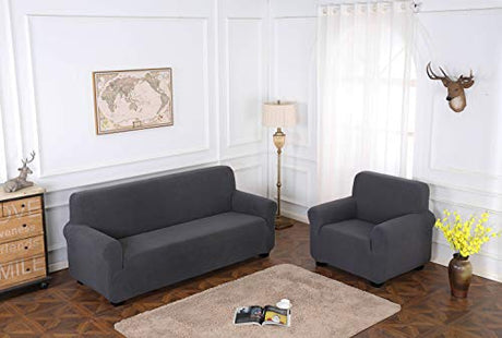 Tianshu Stretchy Sofa Cover For 3 Seat - Grey, Protects Furniture
