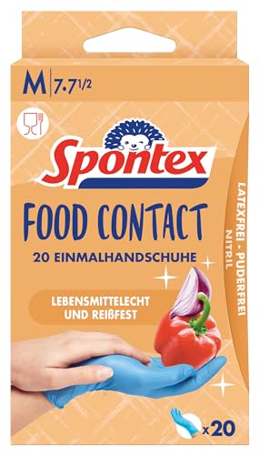 Spontex Food Contact Gloves in a dispenser box, blue nitrile, 20 pack